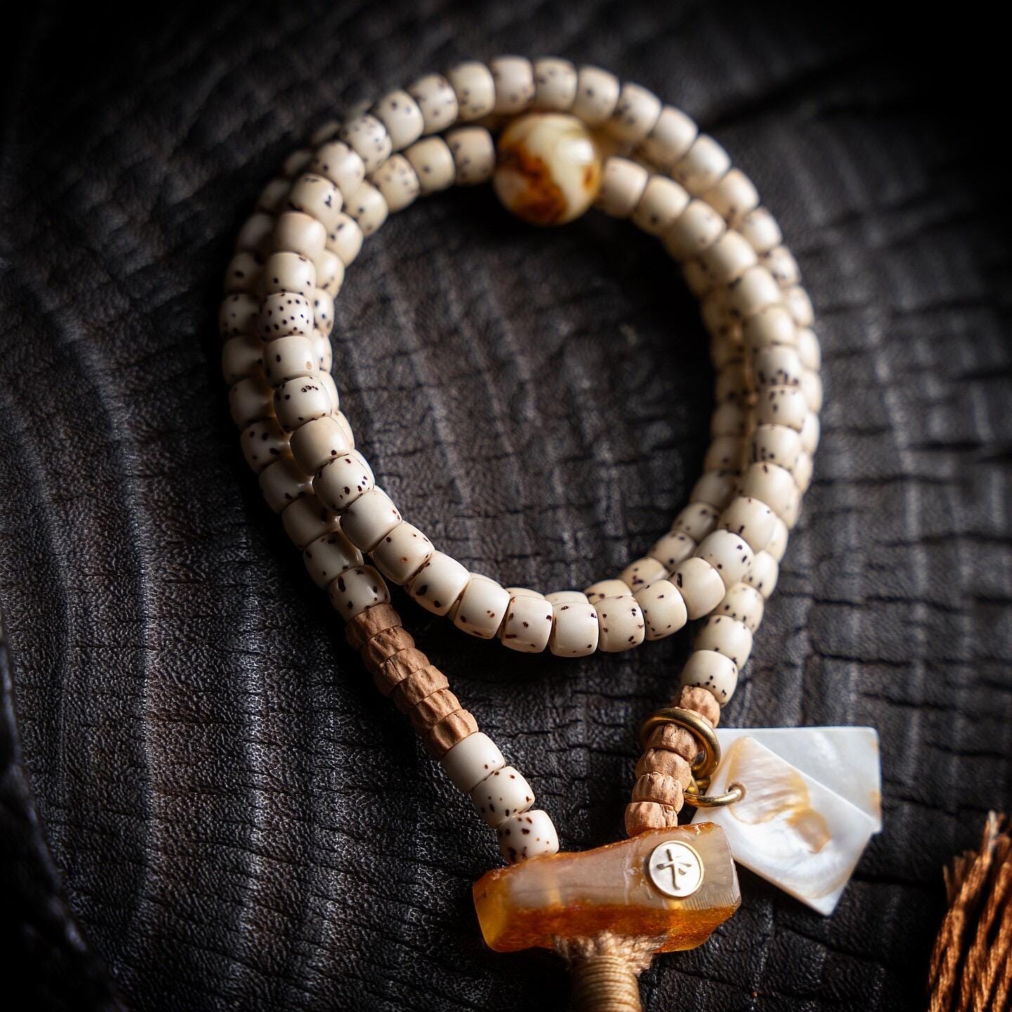 Tibetan 108 Star Moon Bodhi Seed Mala Original White Space Design Buddhist Prayer Beads Meditation Wrap Bracelet for Women