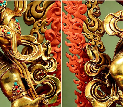 Gilt Brass Vajrapani Statue Wrathful Tibetan Buddhist Deity Mahabala Home Altar Decor Turquoise Inlaid Protection Guardian Bodhisattva
