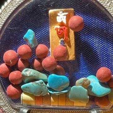 Tibetan Padmasambhava Thangka Ghau Box Necklace Hand-Painted Mineral Pigment Tsa Tsa Amulet Pendant Protective Buddhist Talisman