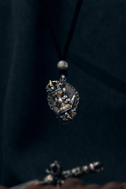Vajrapani Vajra Pendant 925 Sterling Silver Handcrafted Gold Accent Buddhist Amulet Talisman Tibetan Dorje Protection Necklace Gift Men