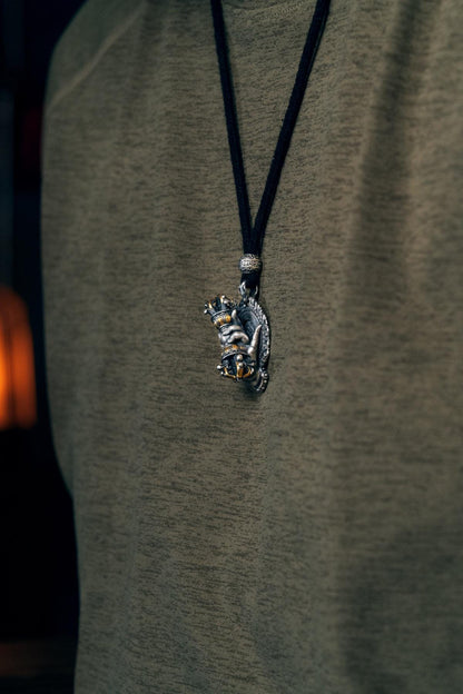 Vajrapani Vajra Pendant 925 Sterling Silver Handcrafted Gold Accent Buddhist Amulet Talisman Tibetan Dorje Protection Necklace Gift Men