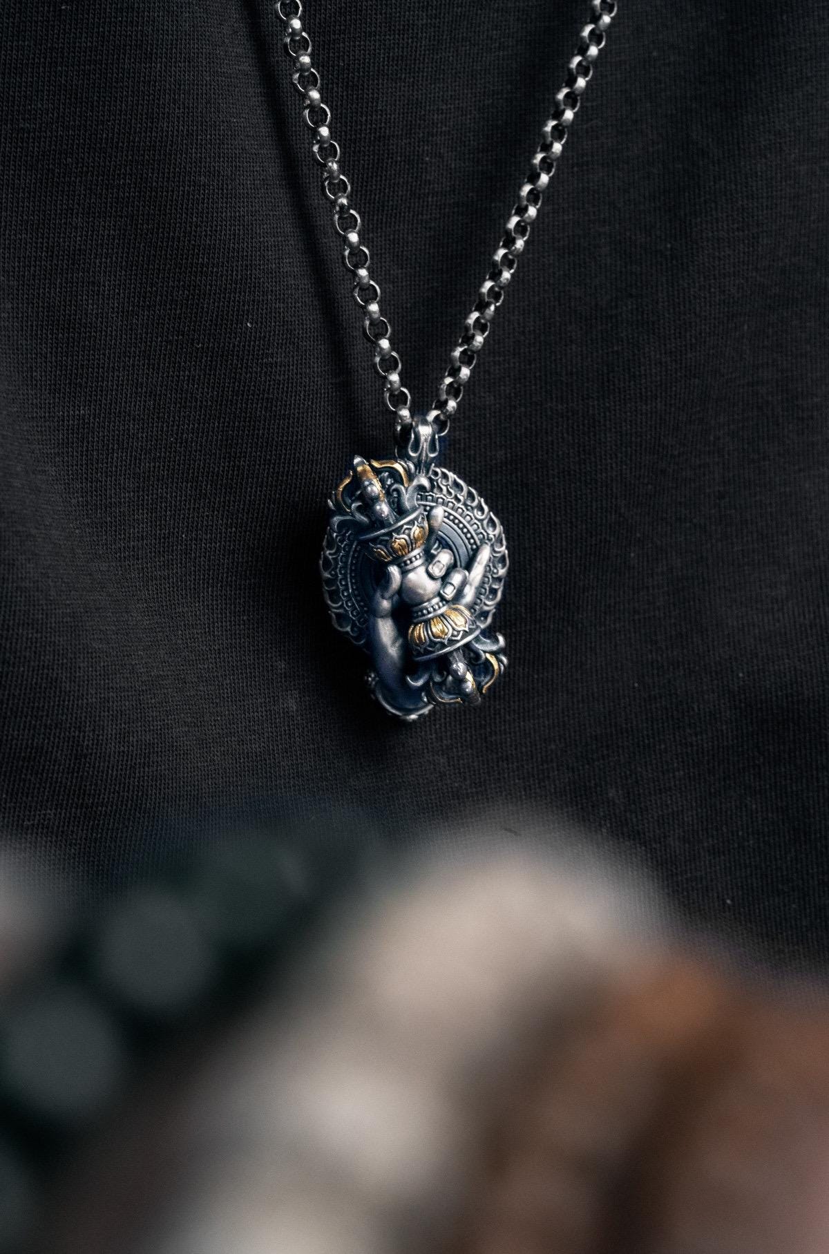 Vajrapani Vajra Pendant 925 Sterling Silver Handcrafted Gold Accent Buddhist Amulet Talisman Tibetan Dorje Protection Necklace Gift Men