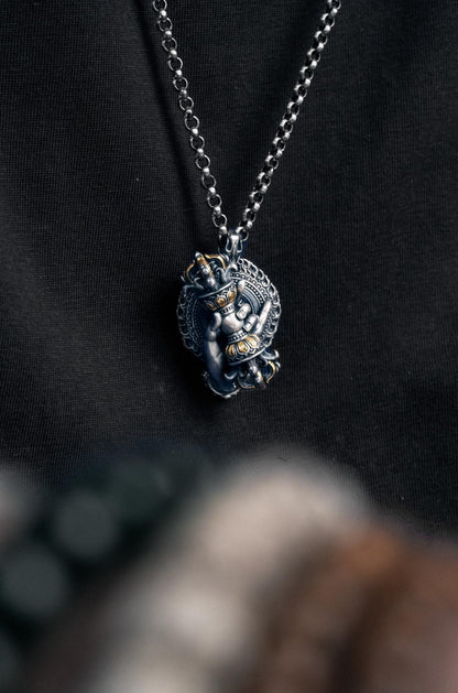 Vajrapani Vajra Pendant 925 Sterling Silver Handcrafted Gold Accent Buddhist Amulet Talisman Tibetan Dorje Protection Necklace Gift Men