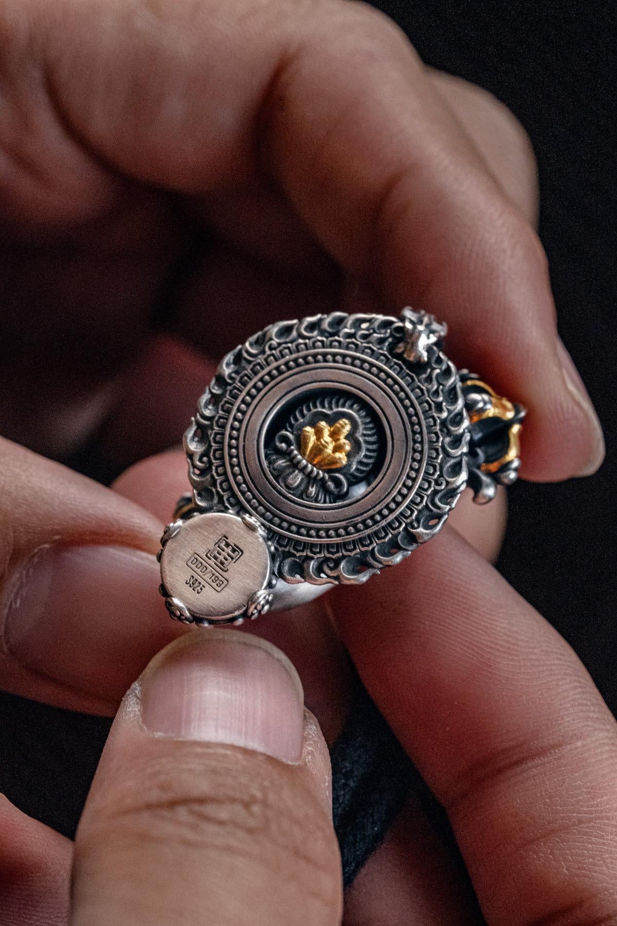 Vajrapani Vajra Pendant 925 Sterling Silver Handcrafted Gold Accent Buddhist Amulet Talisman Tibetan Dorje Protection Necklace Gift Men