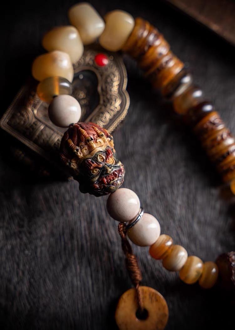 EverestArtStudiosReclaimed Yak Bracelet Tibetan Style Bone Beaded Bracelet Natural Camel Bone Jewelry Tribal Spiritual Bracelet Unisex