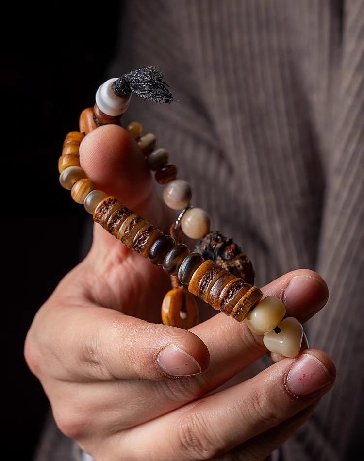 EverestArtStudiosReclaimed Yak Bracelet Tibetan Style Bone Beaded Bracelet Natural Camel Bone Jewelry Tribal Spiritual Bracelet Unisex