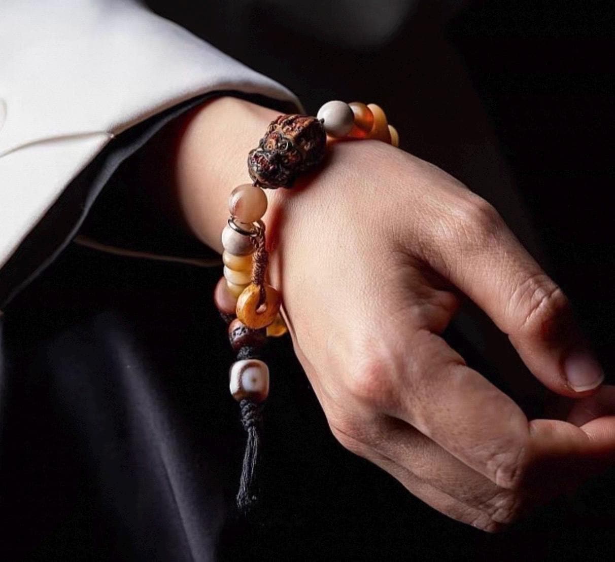 EverestArtStudiosReclaimed Yak Bracelet Tibetan Style Bone Beaded Bracelet Natural Camel Bone Jewelry Tribal Spiritual Bracelet Unisex