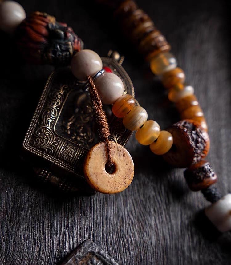 EverestArtStudiosReclaimed Yak Bracelet Tibetan Style Bone Beaded Bracelet Natural Camel Bone Jewelry Tribal Spiritual Bracelet Unisex