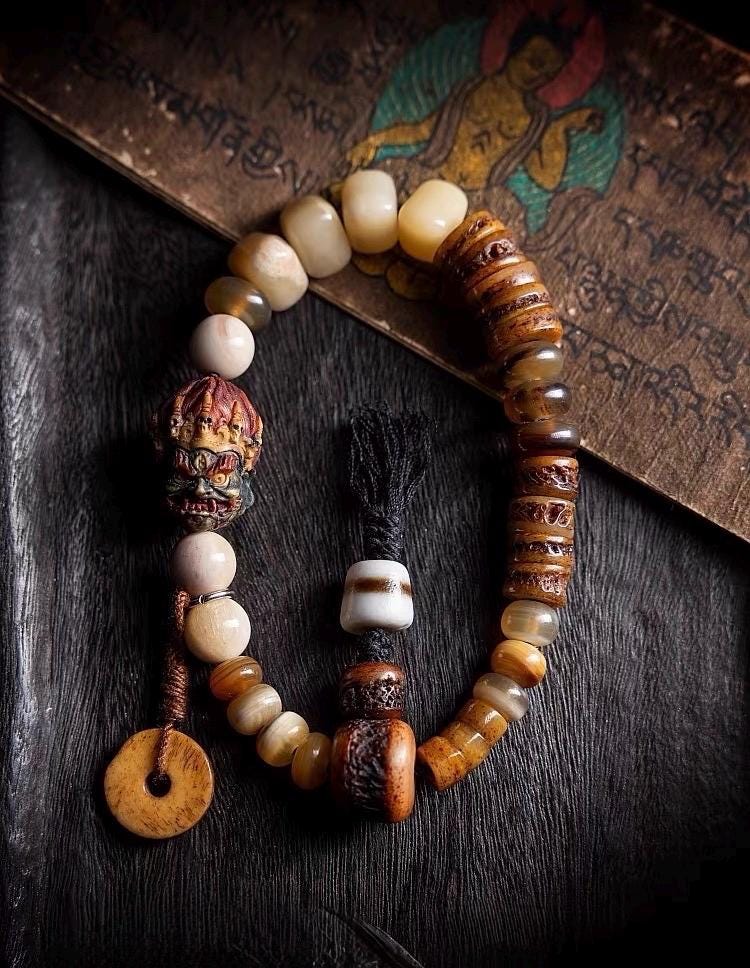 EverestArtStudiosReclaimed Yak Bracelet Tibetan Style Bone Beaded Bracelet Natural Camel Bone Jewelry Tribal Spiritual Bracelet Unisex