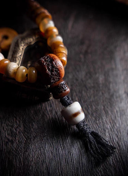 EverestArtStudiosReclaimed Yak Bracelet Tibetan Style Bone Beaded Bracelet Natural Camel Bone Jewelry Tribal Spiritual Bracelet Unisex