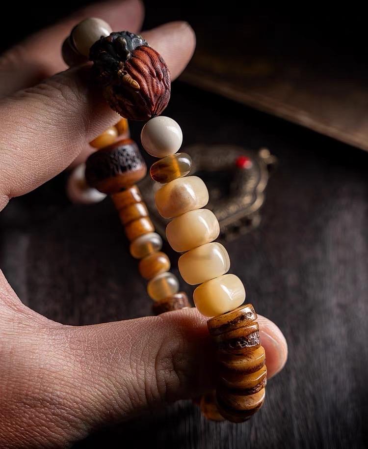 EverestArtStudiosReclaimed Yak Bracelet Tibetan Style Bone Beaded Bracelet Natural Camel Bone Jewelry Tribal Spiritual Bracelet Unisex
