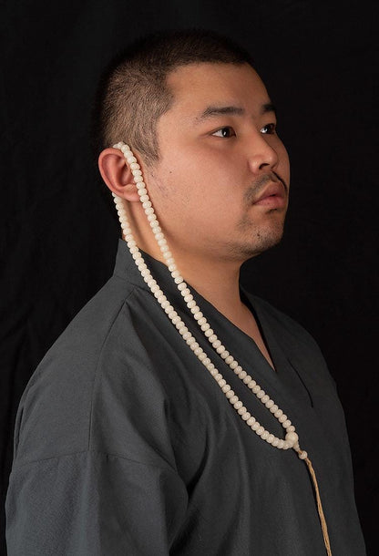 7x9mm White Jade Bodhi Root 108 Mala Beads, Apple Round Bodhi Seed Necklace, Tibetan Buddhist Prayer Beads, Quiet Luxury Layered Bracelet