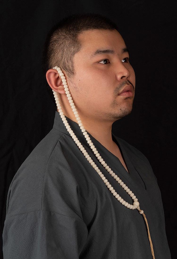 7x9mm White Jade Bodhi Root 108 Mala Beads, Apple Round Bodhi Seed Necklace, Tibetan Buddhist Prayer Beads, Quiet Luxury Layered Bracelet