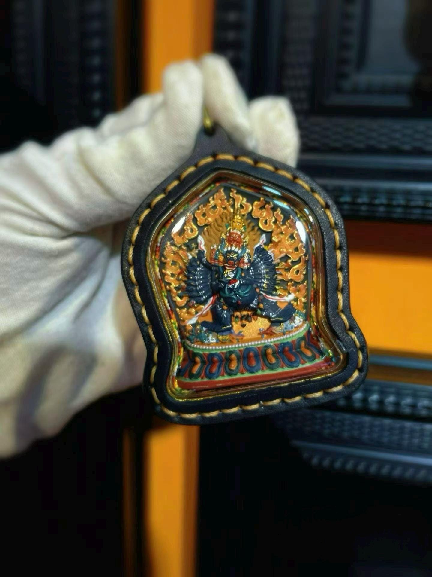 EverestArtStudios Hand-Painted Yamantaka (Vajrabhairava) Tibetan Tsa Tsa Amulet
