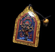 Handpainted Ucchusma Vajra Tsa Tsa Pendant, Mineral Pigment Miniature Thangka, Tibetan Gau Box Necklace, Sacred Buddhist Protection Talisman