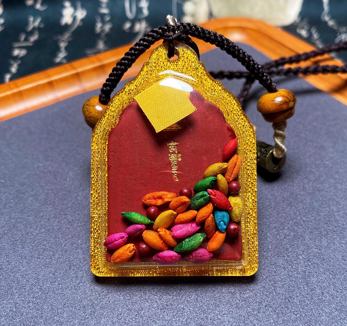 Handpainted Ucchusma Vajra Tsa Tsa Pendant, Mineral Pigment Miniature Thangka, Tibetan Gau Box Necklace, Sacred Buddhist Protection Talisman