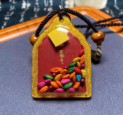 Handpainted Ucchusma Vajra Tsa Tsa Pendant, Mineral Pigment Miniature Thangka, Tibetan Gau Box Necklace, Sacred Buddhist Protection Talisman