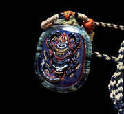 Handpainted Guru Rinpoche Scorpion Tsa Tsa Pendant, Mineral Pigment Miniature Thangka, Tibetan Sacred Clay Amulet, Buddhist Protection