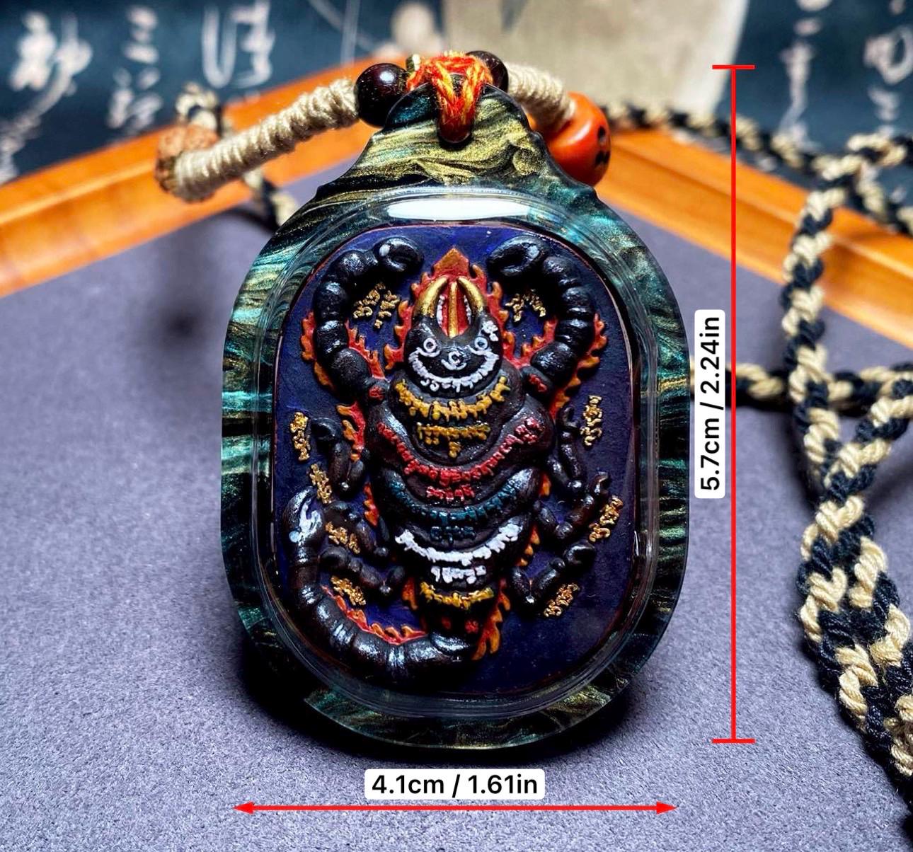 Handpainted Guru Rinpoche Scorpion Tsa Tsa Pendant, Mineral Pigment Miniature Thangka, Tibetan Sacred Clay Amulet, Buddhist Protection