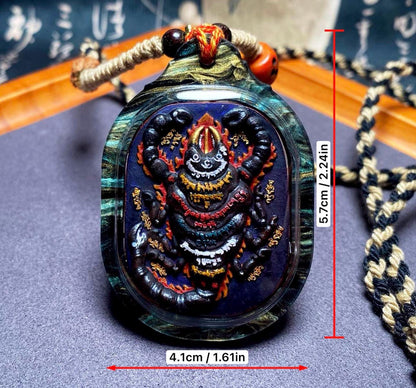 Handpainted Guru Rinpoche Scorpion Tsa Tsa Pendant, Mineral Pigment Miniature Thangka, Tibetan Sacred Clay Amulet, Buddhist Protection
