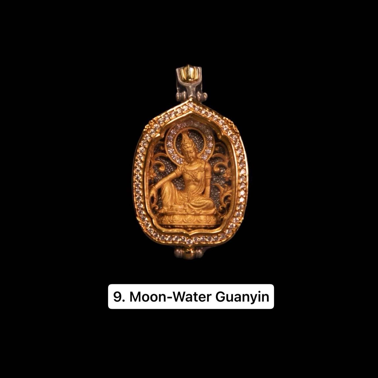 Gold Plated 925 Sterling Silver Lotus Leaf Gau Box Pendant, Vintage Handcrafted Prayer Box Necklace with White CZ Diamond, Mindful Keepsake