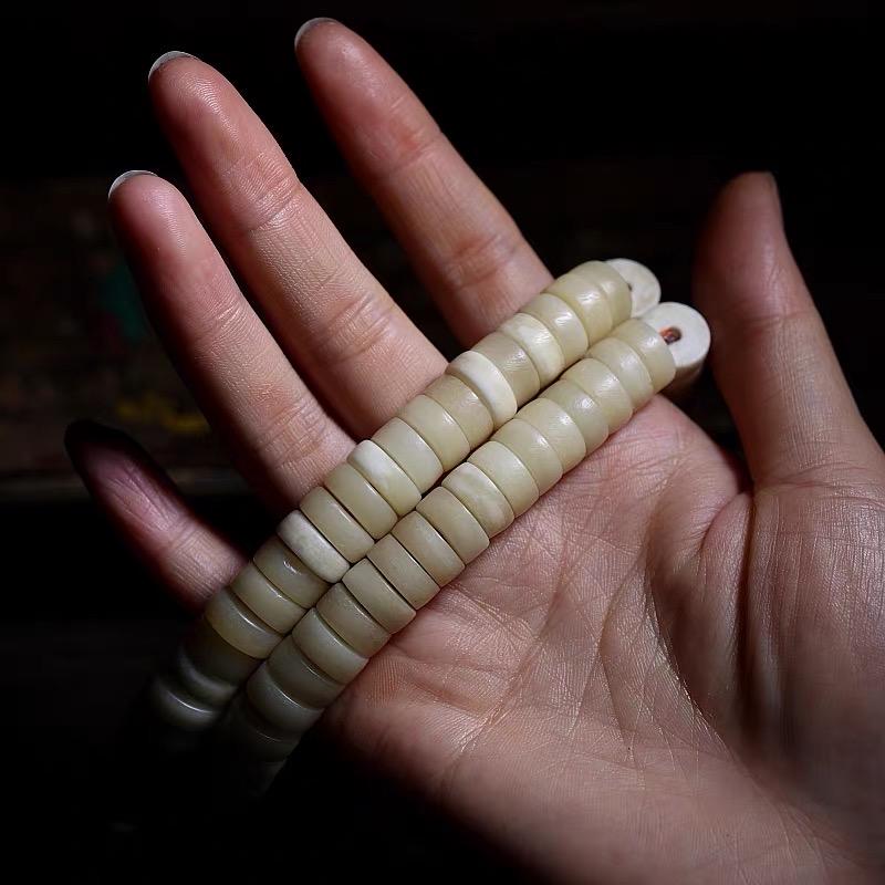 Handcrafted Yak Bone Mala Bracelet: Tibetan Prayer Beads, Spiritual Jewelry
