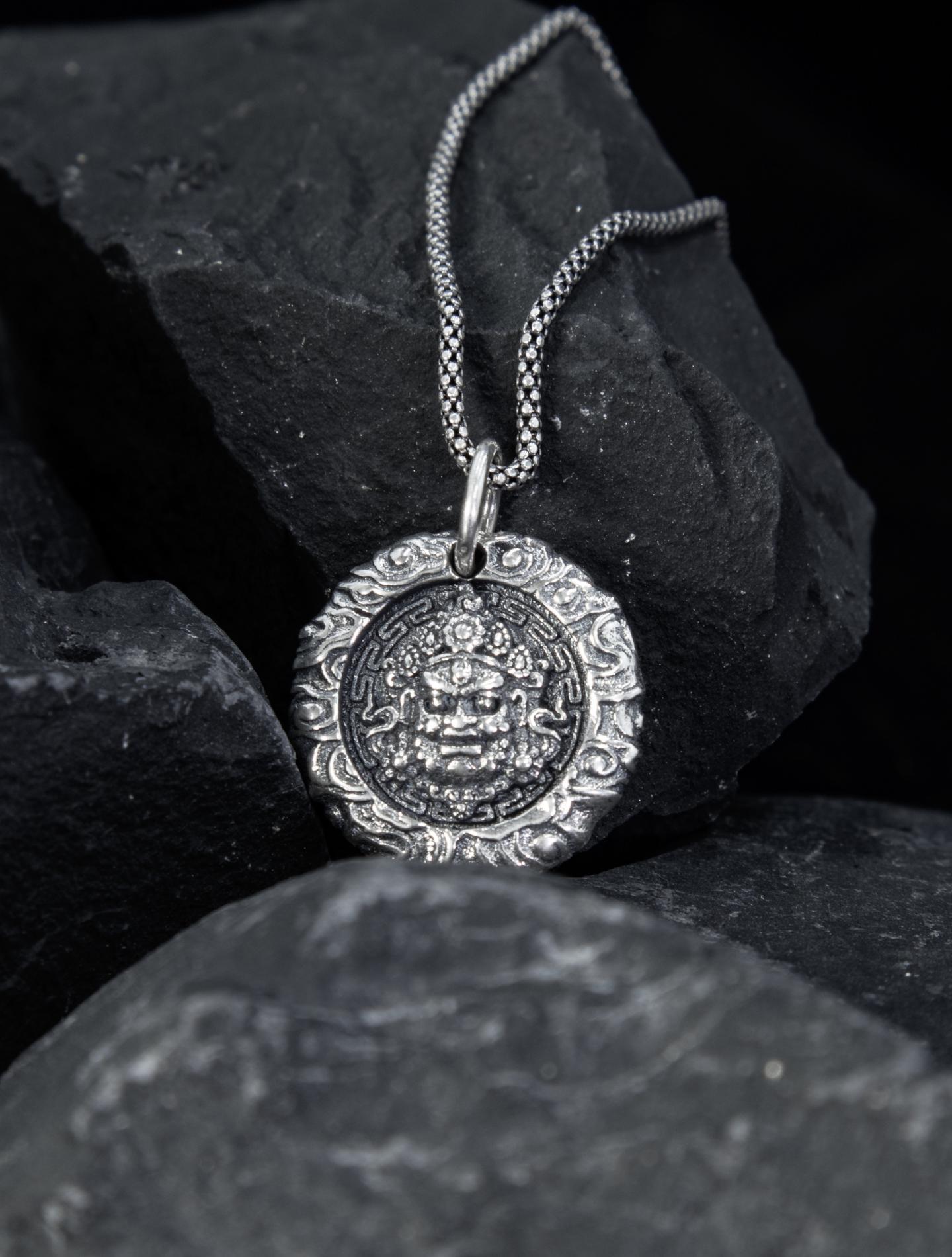 Dzambhala Pendant Necklace Gothic Titanium Steel Jewelry Vintage Wealth God Amulet Buddhist Mascot Unique Punk Choker Gift Unisex Goth