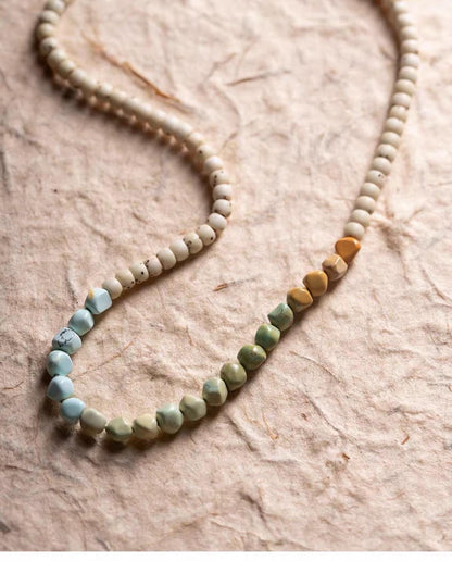 Natural 108 Bead Buddhist Prayer Mala | Multi-Wrap Meditation Bracelet | Turquoise & Brass Accents | Tibetan Inspired Spiritual Jewelry