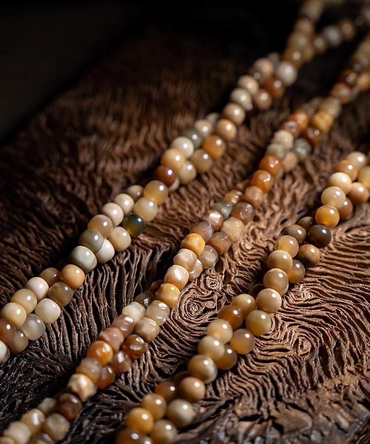 Aged Star & Moon Bodhi Seed Mala 108 Beads | Handmade Buddhist Prayer Beads | Meditation Necklace Wrap Bracelet