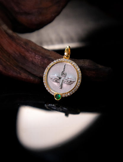 Handcrafted Silver Green Tara Pendant Oxidized Vintage Buddha Eye Necklace Tibetan Buddhist Talisman Spiritual Protection Amulet