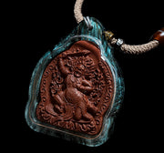 Handpainted Acala Tsa Tsa Pendant, Mineral Pigment Miniature Thangka, Tibetan Sacred Clay Amulet, Buddhist Guardian Protection Necklace