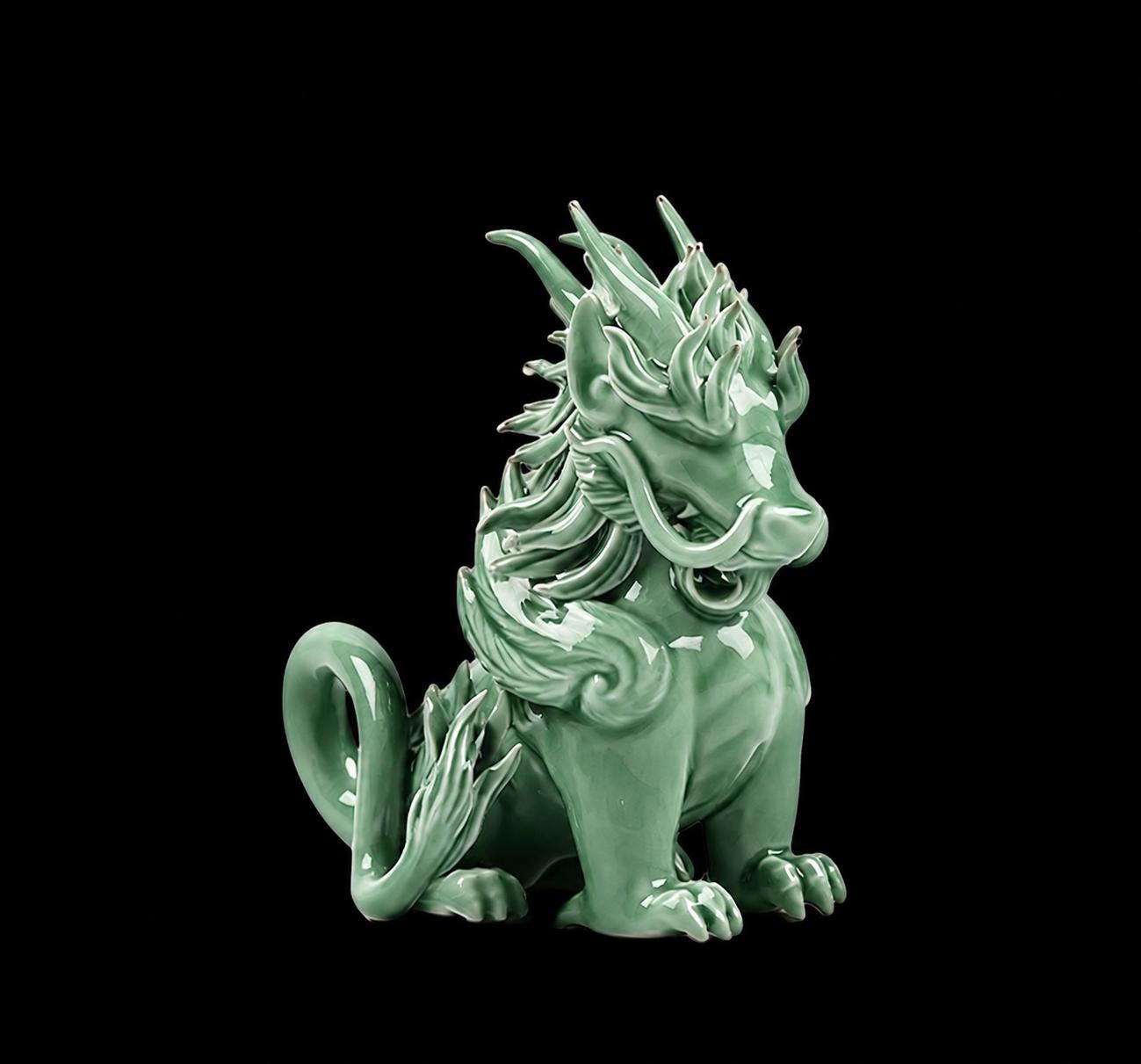 Funny Pixiu Qilin Tea Pet Jingdezhen Ceramic, Quirky Feng Shui Decor, Cute Kylin Tea Companion, Good Luck Wealth Wealth Charm Office Gift