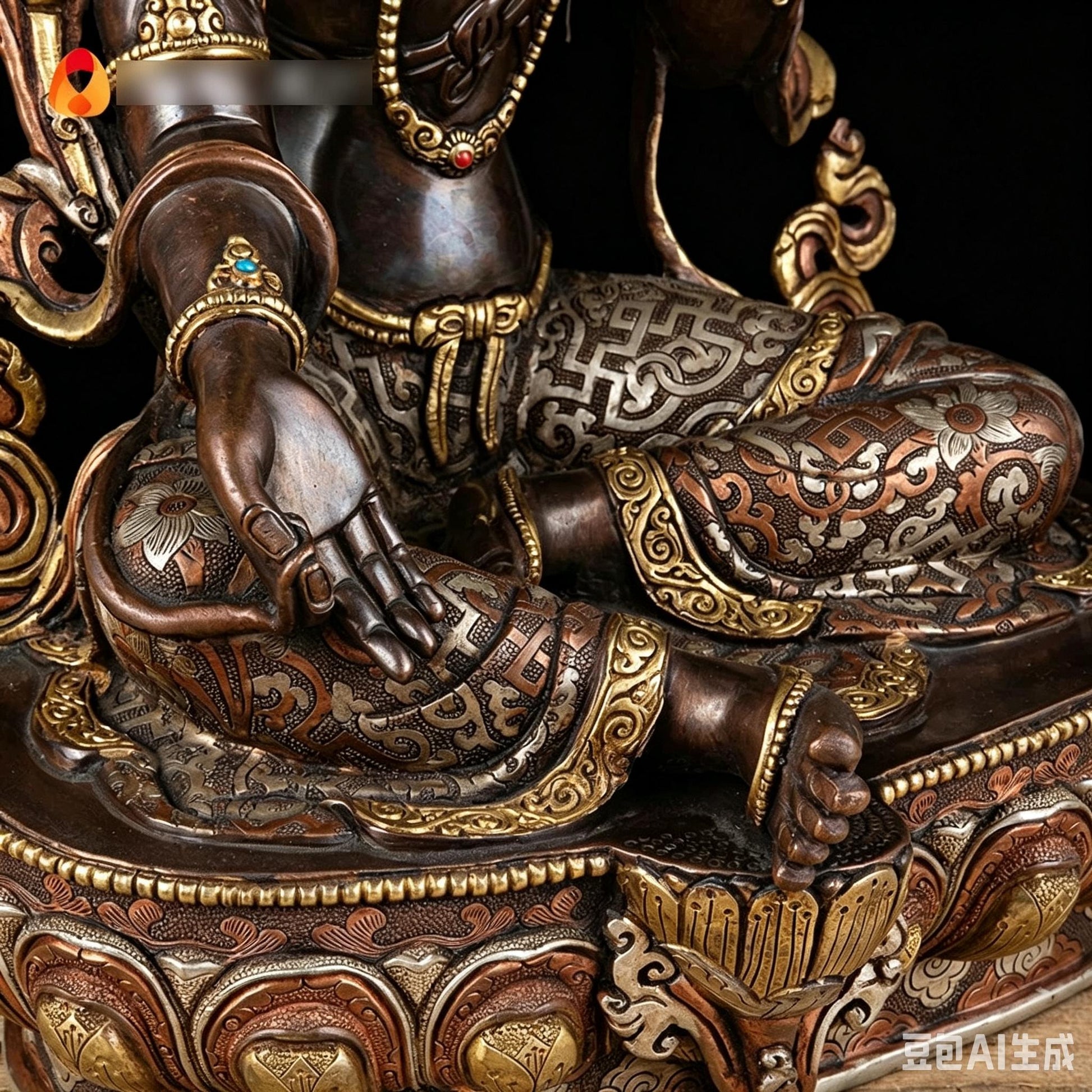 14 Inch Green Tara Statue, Nepalese Handmade Copper Gilt Silver Tara, Tibetan Buddhist Goddess, Feng Shui Altar Decor, Healing Mother Buddha