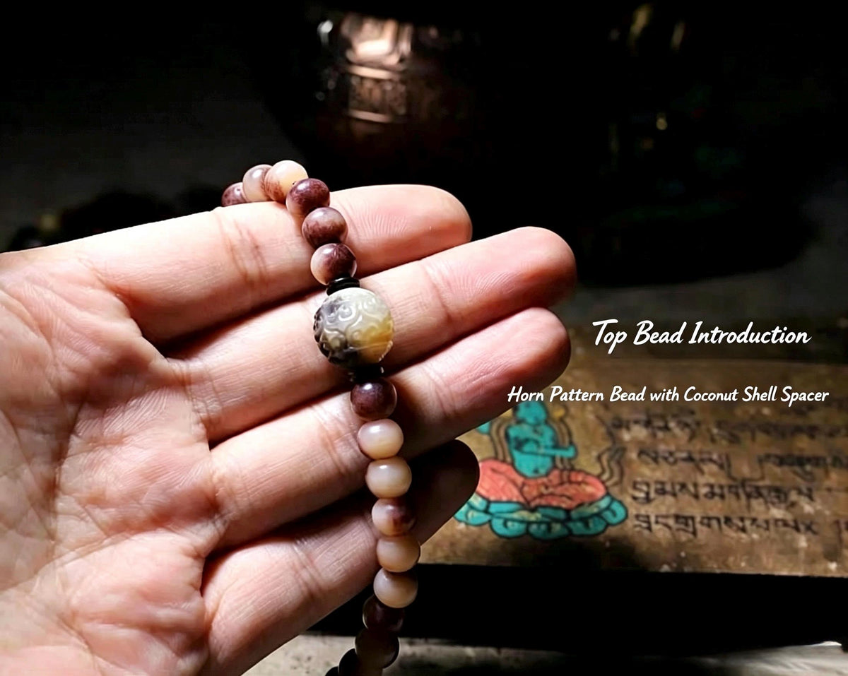 EverestArtStudios Reclaimed Tibetan Natural Camel Bone 108 Mala Beads Handmade Prayer Bracelet Meditation Necklace