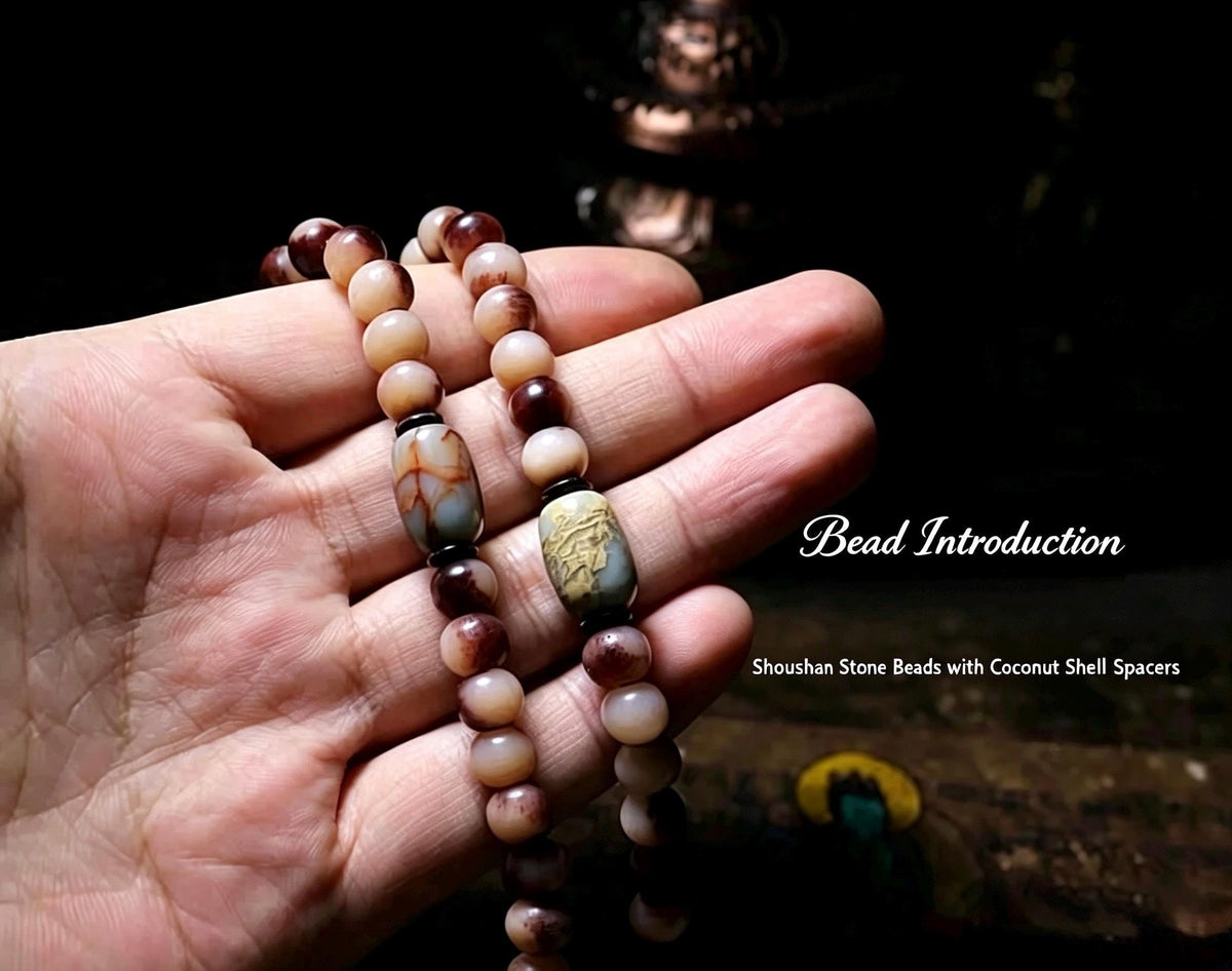 EverestArtStudios Reclaimed Tibetan Natural Camel Bone 108 Mala Beads Handmade Prayer Bracelet Meditation Necklace