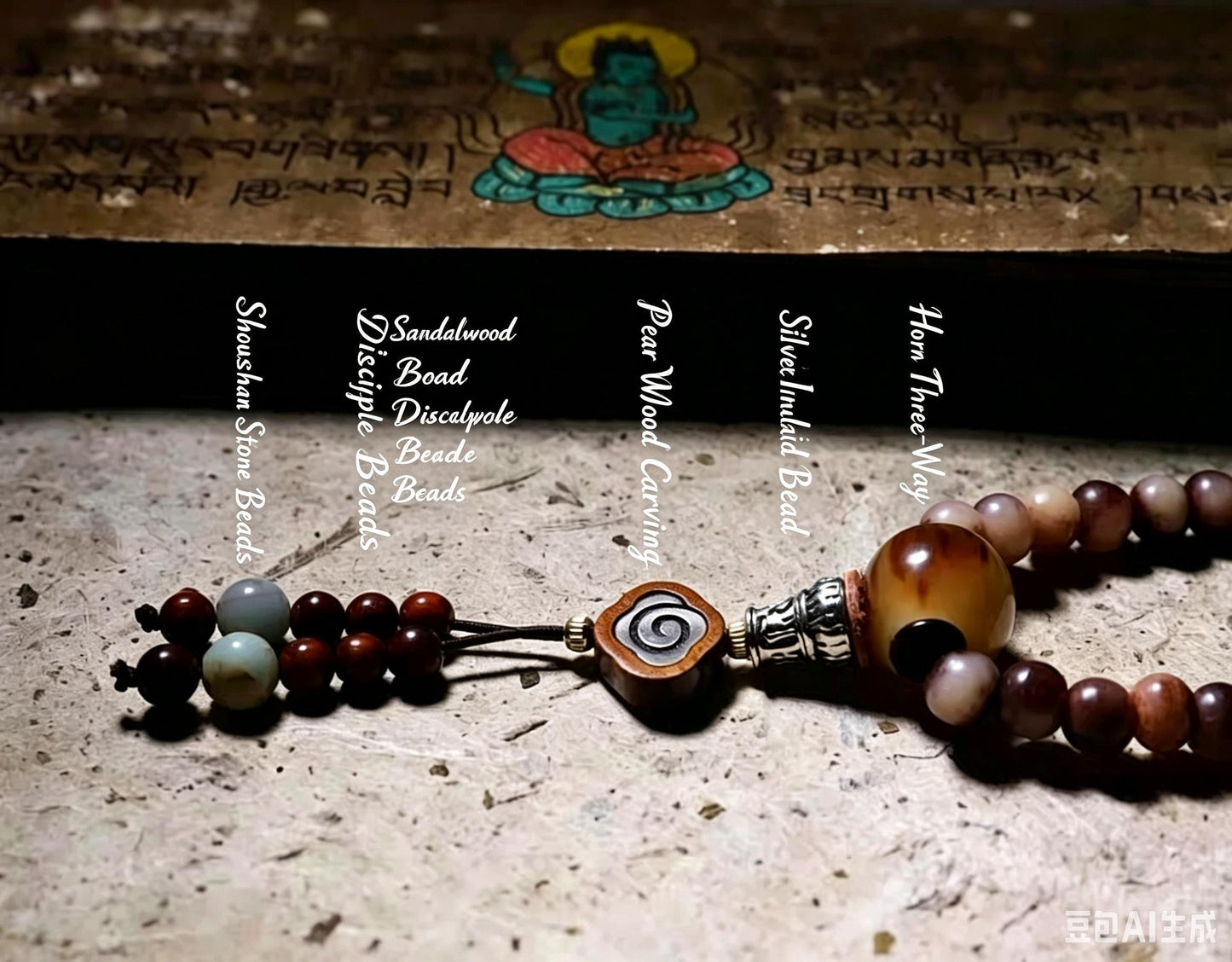 EverestArtStudios Reclaimed Tibetan Natural Camel Bone 108 Mala Beads Handmade Prayer Bracelet Meditation Necklace
