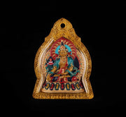 Handpainted Ksitigarbha Tsa Tsa, Tibetan Bodhisattva Sacred Medicine Clay Amulet, Mineral Pigment Gau Box Pendant, Miniature Thangka Gift