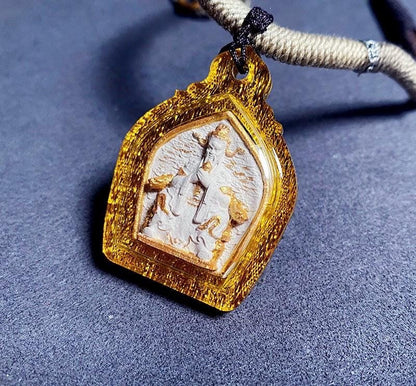 Handpainted Dragon Fifth Lord Tsa Tsa, Tibetan Wealth Dragon King Amulet, Mineral Pigment Gau Box Pendant, Miniature Thangka Gift