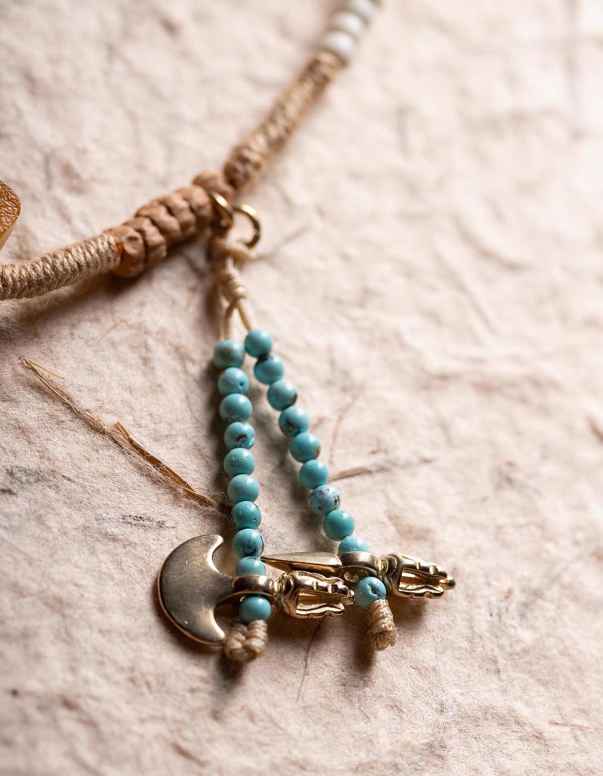Natural 108 Bead Buddhist Prayer Mala | Multi-Wrap Meditation Bracelet | Turquoise & Brass Accents | Tibetan Inspired Spiritual Jewelry