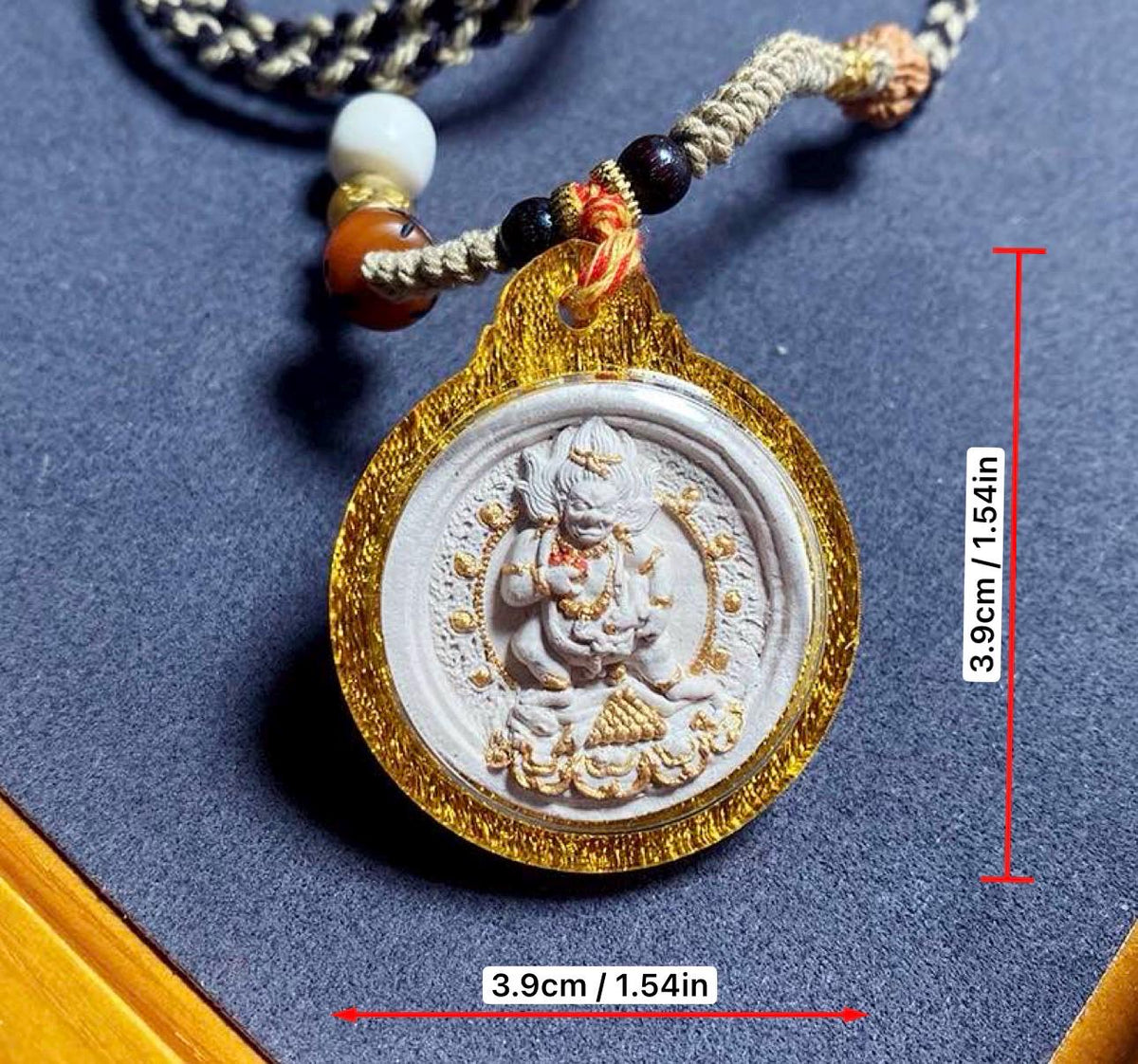 Handpainted Black Jambhala Tsa Tsa, Tibetan Wealth Deity Clay Amulet, Mineral Pigment Gau Box Pendant, Miniature Thangka Gift