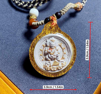 Handpainted Black Jambhala Tsa Tsa, Tibetan Wealth Deity Clay Amulet, Mineral Pigment Gau Box Pendant, Miniature Thangka Gift