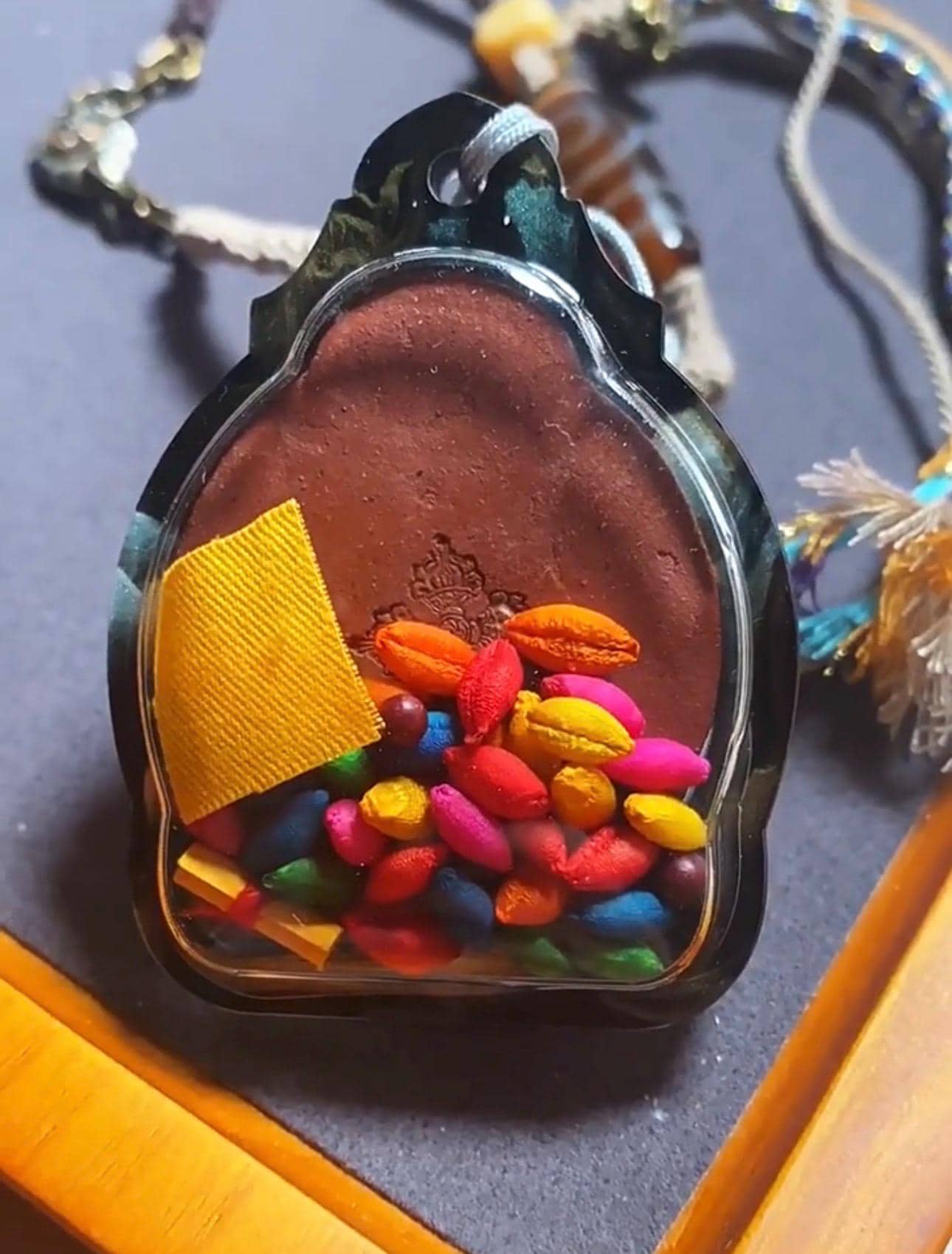 Handpainted Acala Tsa Tsa Pendant, Mineral Pigment Miniature Thangka, Tibetan Sacred Clay Amulet, Buddhist Guardian Protection Necklace