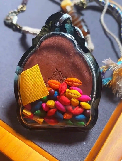 Handpainted Acala Tsa Tsa Pendant, Mineral Pigment Miniature Thangka, Tibetan Sacred Clay Amulet, Buddhist Guardian Protection Necklace