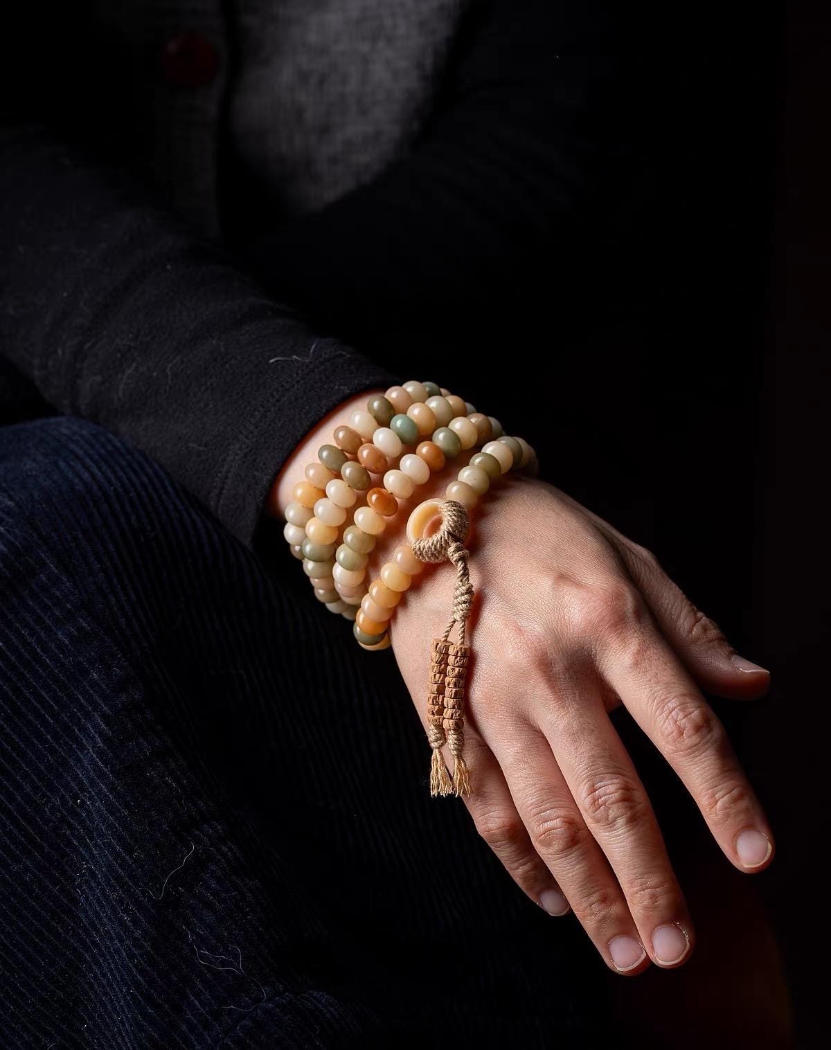 EverestArtStudios – Natural White Bodhi Root 108 Mala Beads | Tibetan Buddhist Prayer Necklace | Handcrafted Spiritual Mala