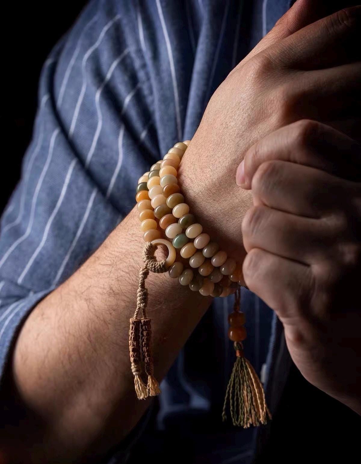 EverestArtStudios – Natural White Bodhi Root 108 Mala Beads | Tibetan Buddhist Prayer Necklace | Handcrafted Spiritual Mala