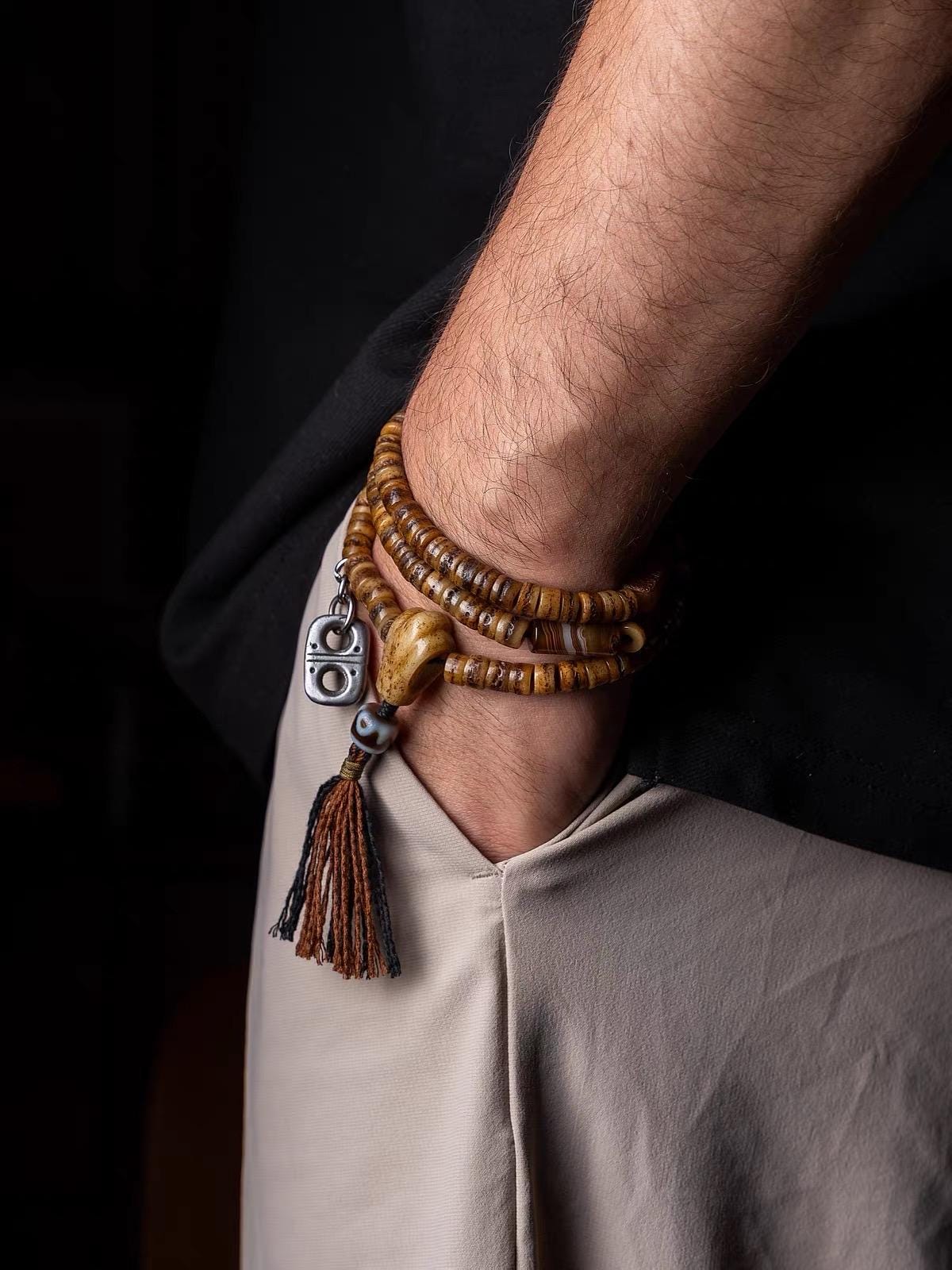 EverestArtStudios Vintage Tibetan Yak Bone Gaga Mala | 108 Bead Prayer Necklace | 8mm Handmade Buddhist Meditation Rosary