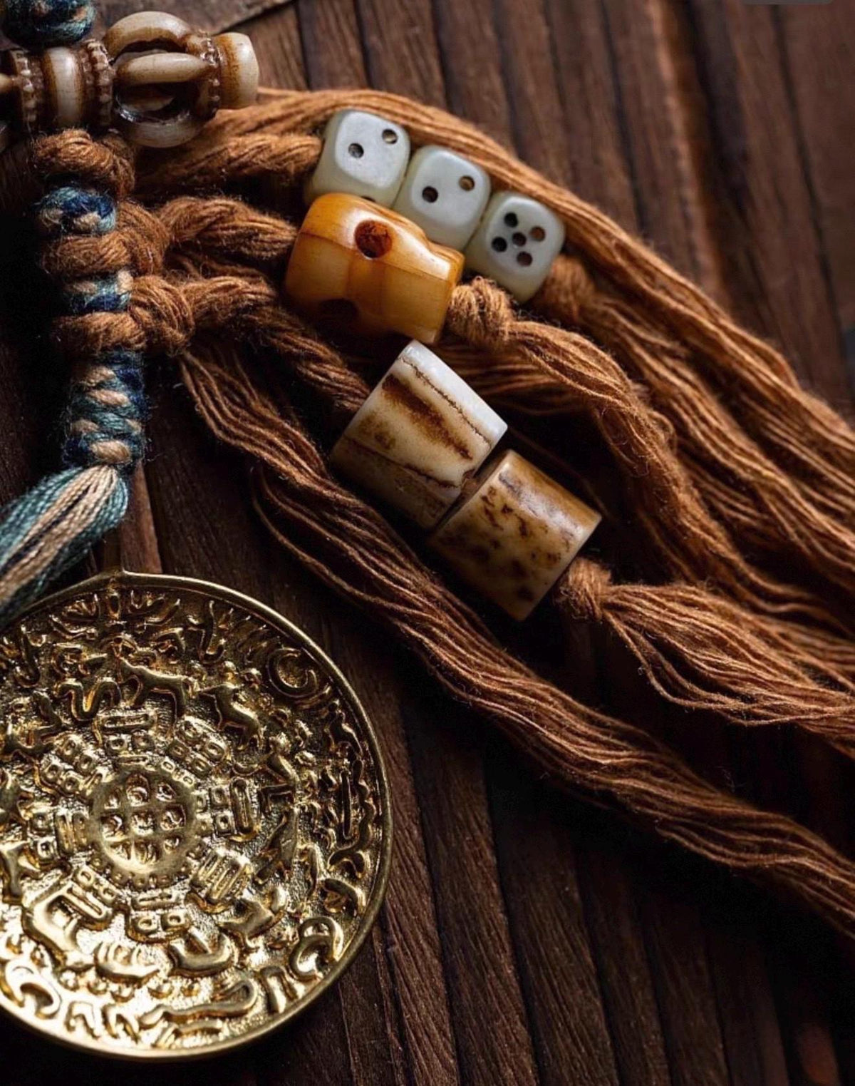 EverestArtStudios Vintage Tibetan Yak Bone Mala | 108 Bead Prayer Necklace | 0.47” (12mm) Handmade Buddhist Meditation