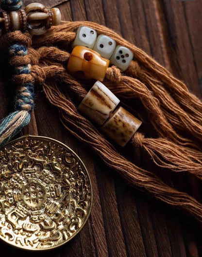 EverestArtStudios Vintage Tibetan Yak Bone Mala | 108 Bead Prayer Necklace | 0.47” (12mm) Handmade Buddhist Meditation