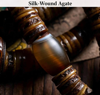 EverestArtStudios Vintage Tibetan Yak Bone Mala | 108 Bead Prayer Necklace | 0.47” (12mm) Handmade Buddhist Meditation