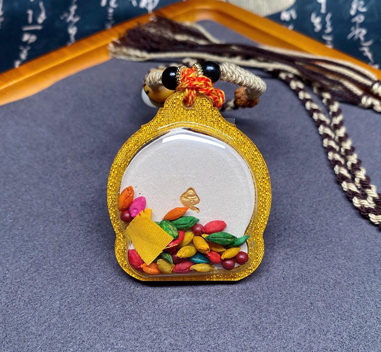 Handpainted Red Jambhala Tsa Tsa, Tibetan Wealth Deity Clay Amulet, Mineral Pigment Gau Box Pendant, Miniature Thangka Gift